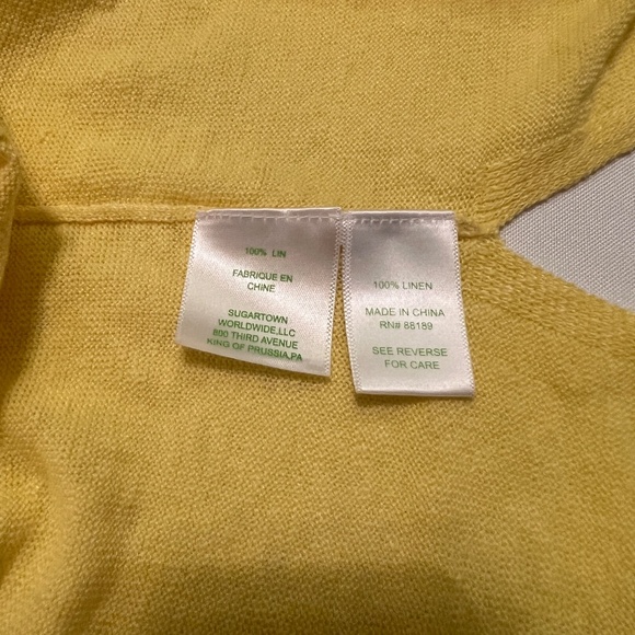 Lilly Pulitzer Taryn Linen Sweater V- Neck Dandelion Yellow Long Sleeve Sz XL - Picture 11 of 12